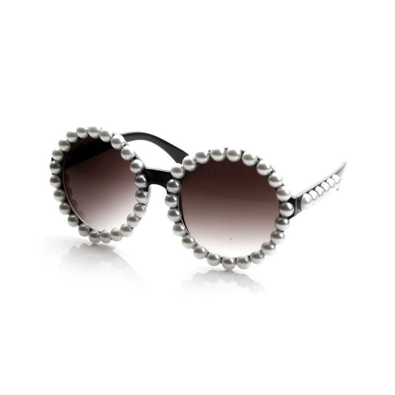 Women’s Pearl-Framed Round Sunglasses