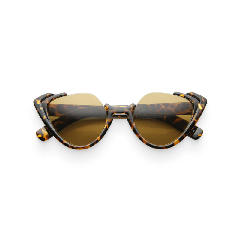 Women’s Tortoise & Amber Half-Frame Cat-Eye Sunglasses