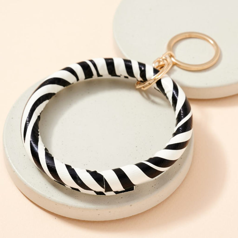 Zebra Print Leather Key Ring