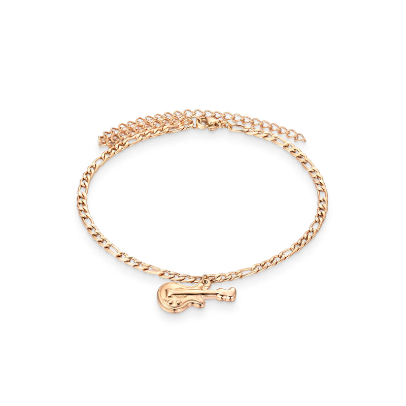 Rose Gold Bracelet With A Guitar Pendant