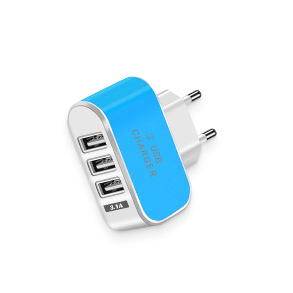 Blue 3 Ports USB Charger