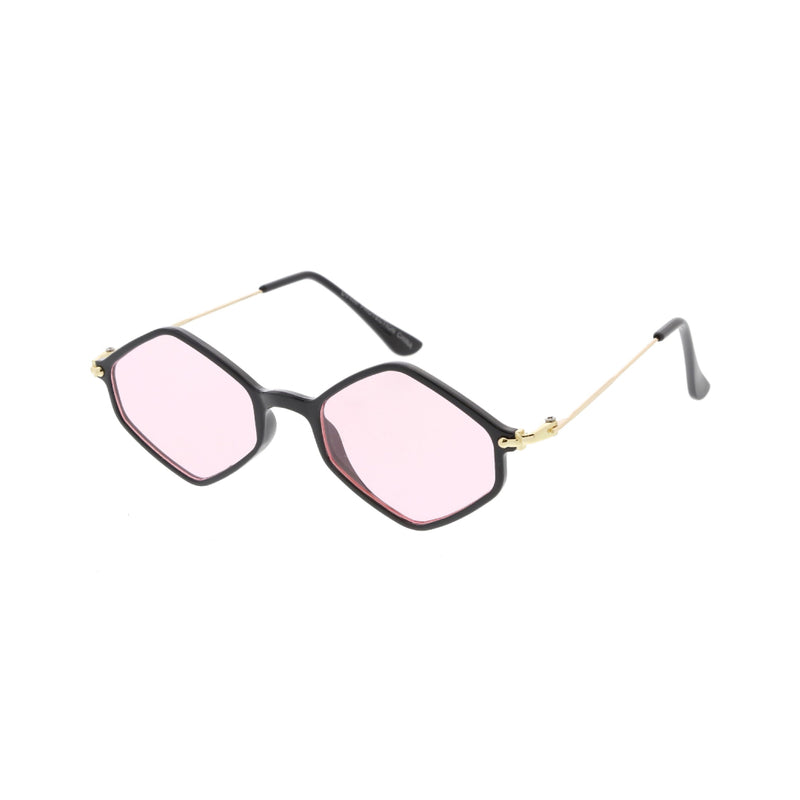 Pink & Black Retro Hexagon Sunglasses