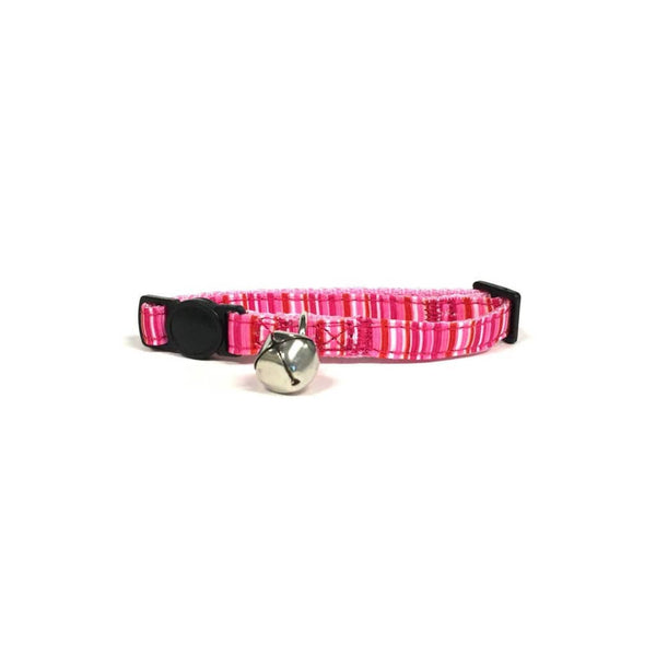 Pink Stripe Cat Collar with Breakaway Buckle