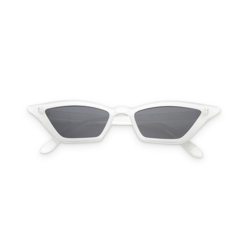 White & Smoke Retro Thin Cat-Eye Sunglasses