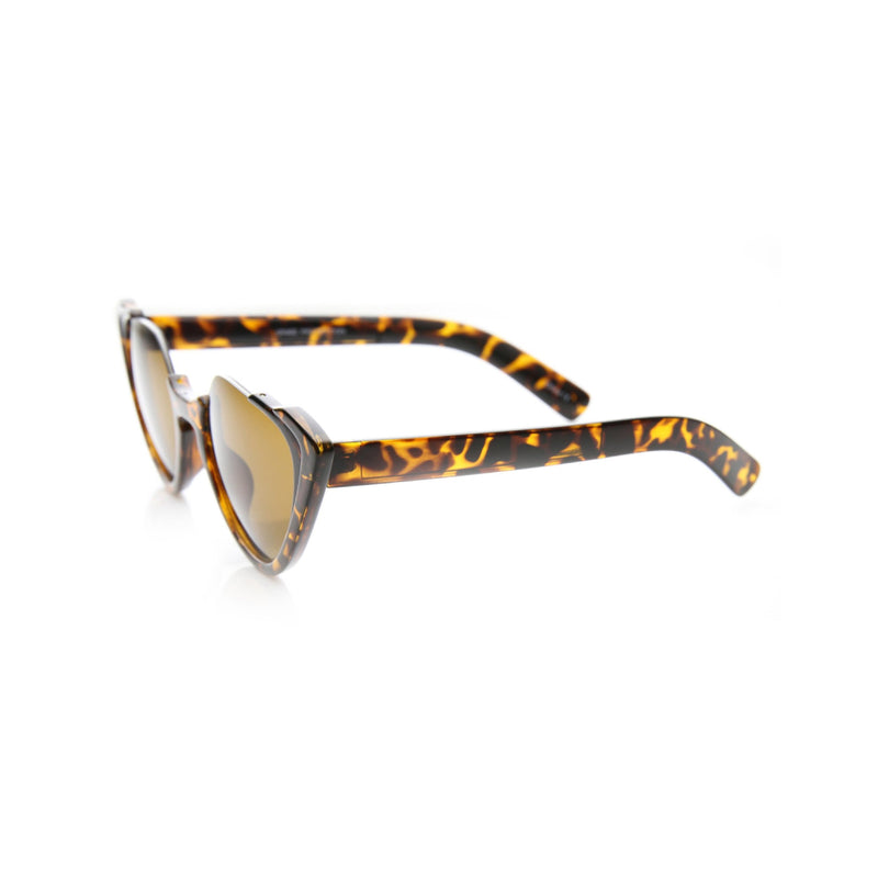 Women’s Tortoise & Amber Half-Frame Cat-Eye Sunglasses