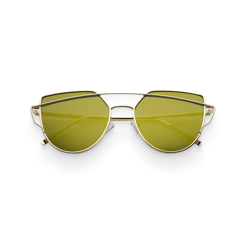 Women’s Modern Gold-Mirrored Aviator Sunglasses