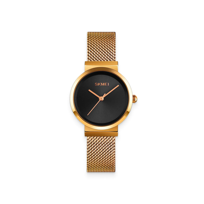 Gold & Black Steel Women’s Wrist Watch