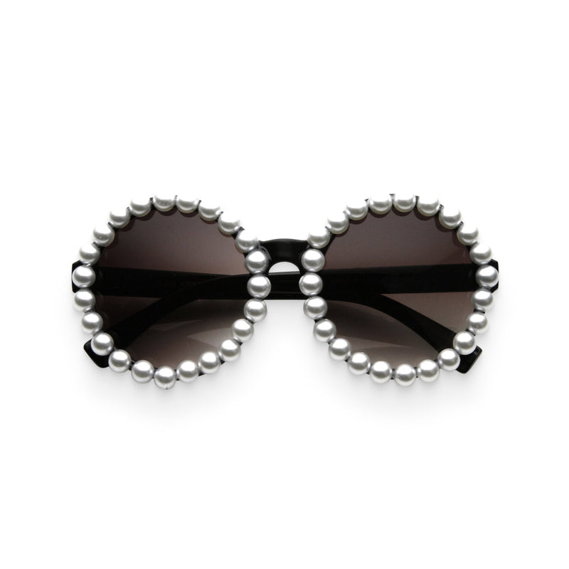Women’s Pearl-Framed Round Sunglasses