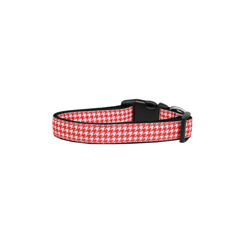 Red Houndstooth Nylon Ribbon Collar