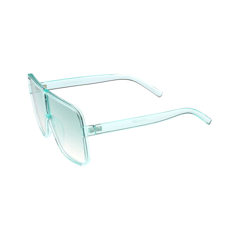 Green Oversize Flat-Top Festival Sunglasses