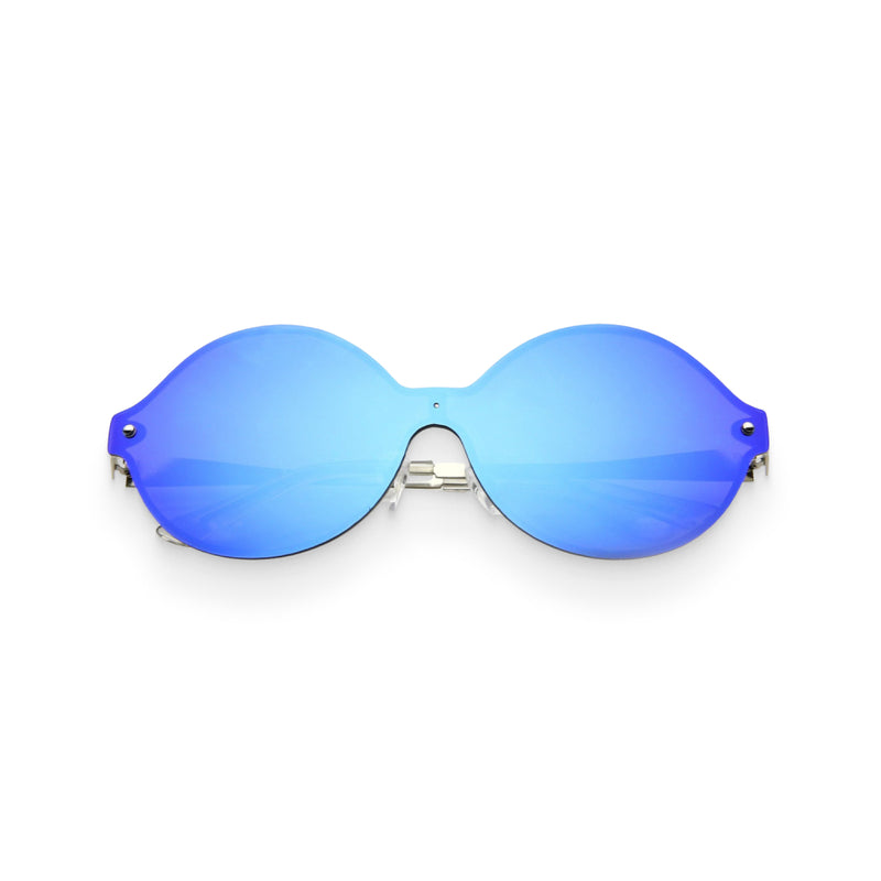 Blue Mirrored Retro Oversized Sunglasses