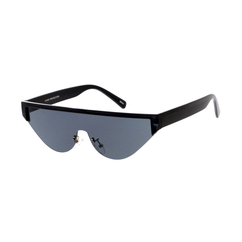 Black & Smoke Rimless Flat-Top Futuristic Sunglasses