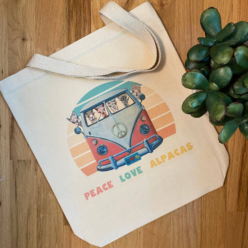 “Peace Love Alpacas” Tote Bag