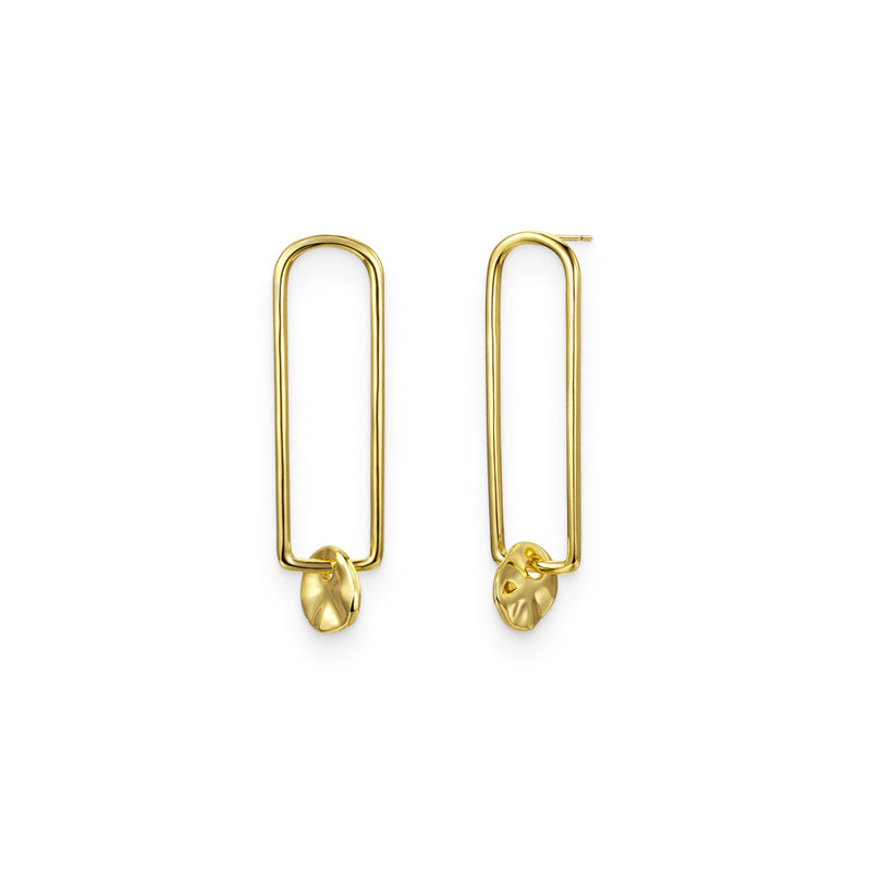 Oblong Gold Earrings